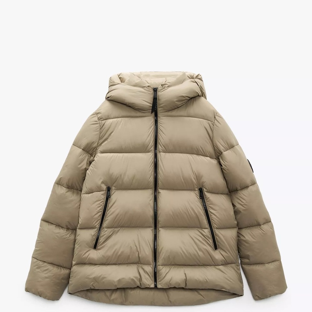 Zara Tan Pea Coat with Modern Silhouette